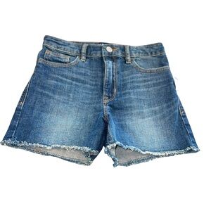 GAP Denim Shortie Shorts Size 10 Girls Medium Wash Frayed Hem Raw Edge NWT